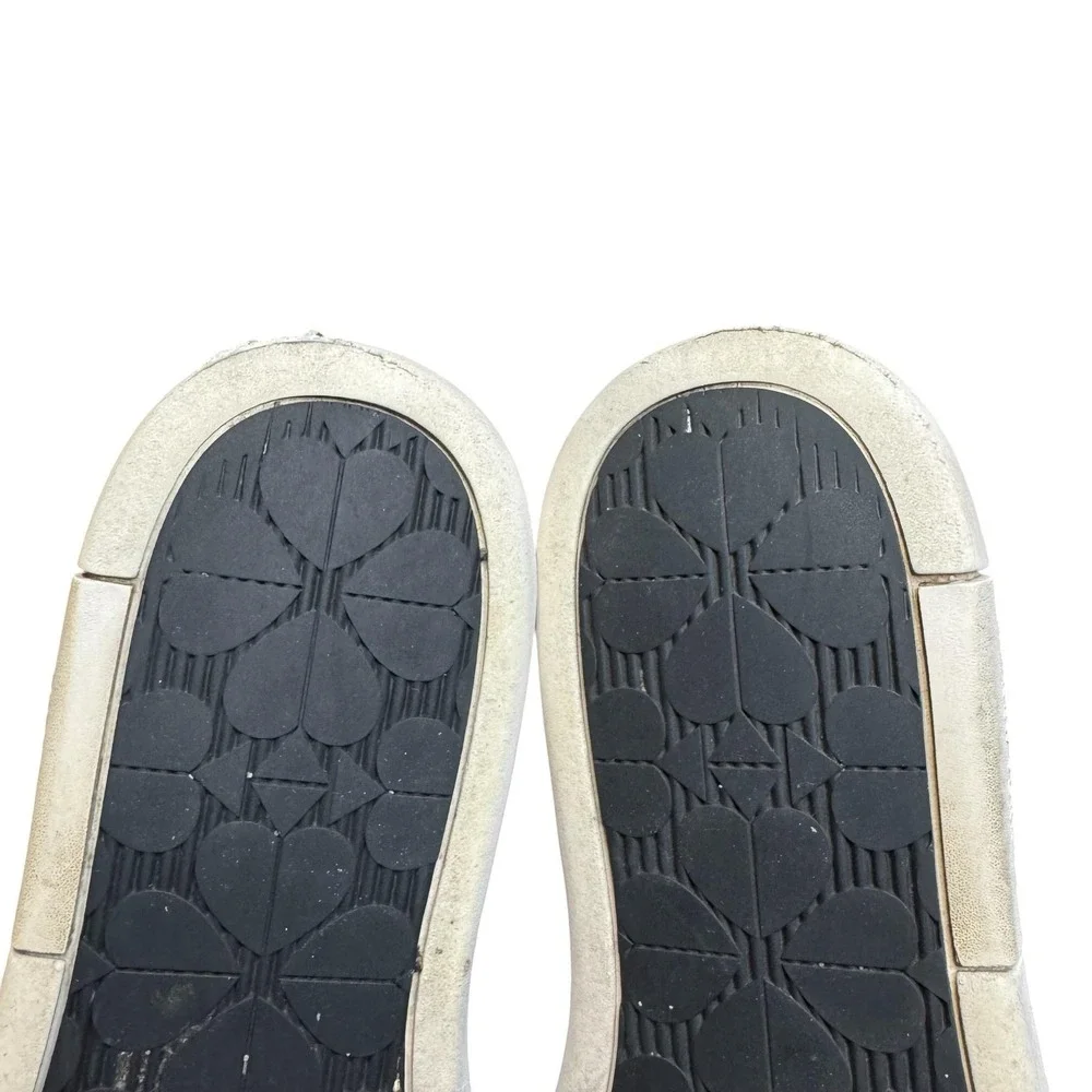 Kate Spade Lexi Shoes Womens‎ Size 7 White Leather Striped Bow Slip On Sneakers